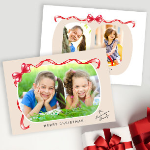 Cartão De Festividades Arco Vermelho Whimsical Friso 3 Fotos Natal