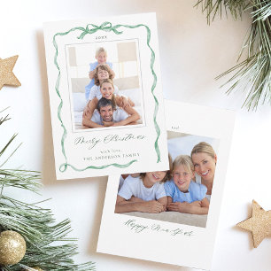 Cartão De Festividades Arco Wavt Green Ribbon Quadro 2 Fotografia Natal