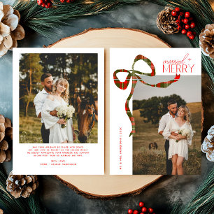 Cartão De Festividades Arco Xmas Tecido Escocês Merry & Married Script