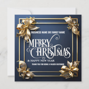 Cartão De Festividades Arcos de ouro azuis logotipo de foto de natal come