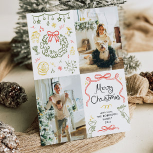 Cartão De Festividades Arcos Desenhados À Mão Branca Feliz Natal 2 Foto