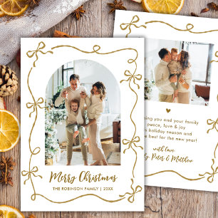 Cartão De Festividades Arcos Dourados Desenhados à Mão Foto Feliz Natal