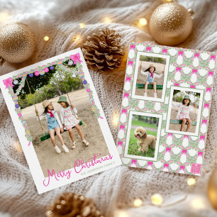 Cartão De Festividades Arcos Quentes de Aquarela Foto de Natal Garland