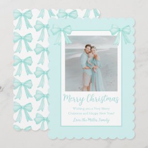 Cartão De Festividades Arcos Verde-Menta Personalizados Foto de Natal