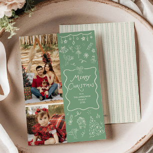 Cartão De Festividades Arcos Wavy Frame Hand Desenhado Feliz Natal 2 Foto