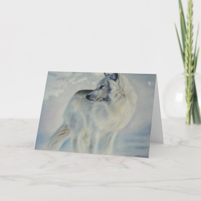 Cartão De Festividades "Arctic Wolf In Winter" Christmas Card (Frente)