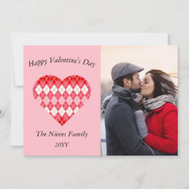 Cartão De Festividades Argyle Clássico Vermelho e Rosa de São Valentão (R