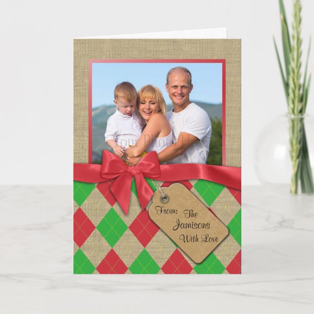 Cartão De Festividades Argyle Holiday Photo (Frente)