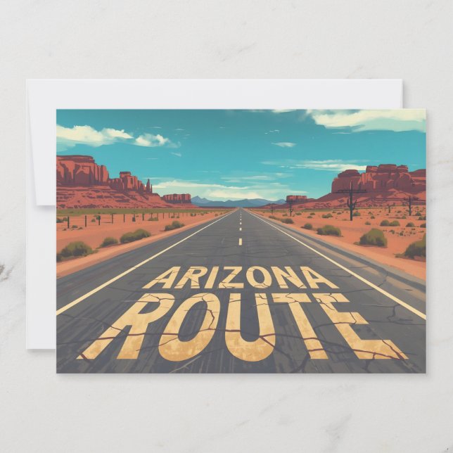 Cartão De Festividades Arizona Route Desert Road Graphic Art (Frente)