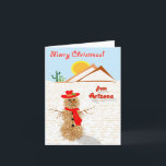 Cartão De Festividades Arizona Tumbleweed Snowman Christmas<br><div class="desc">In the southwest, we don't get enough snow (or none at all) to make snowmen. Some creative people make snowmen out of materials available in the desert. One thing we have plenty of is tumbleweeds. Add you own text to the inside or leave blank for handwritten messages. Available in matching...</div>