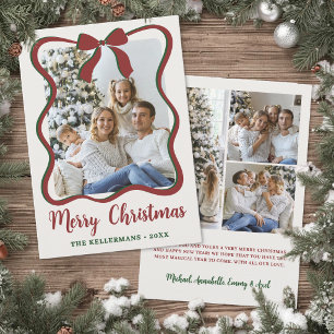 Cartão De Festividades Armadura de Laço Caprichoso Foto Feliz Natal