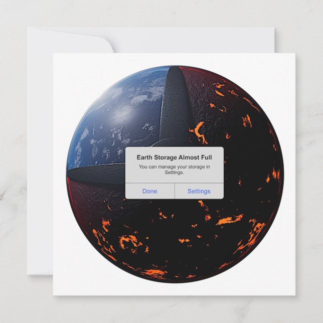 Cartão De Festividades Armazenamento da Terra Quase Cheio (Frente)