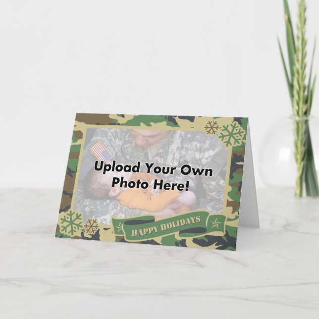 Cartão De Festividades Army Camouflage Photo Template Holiday Card (Frente)