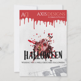 Cartão De Festividades Arquiteto Zumbi de Halloween & Saudações Sangrenta