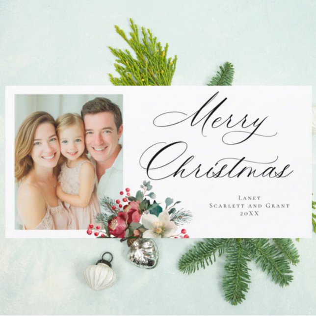 Cartão De Festividades Arranjo de Natal Poinsettia Feriado (Criador carregado)