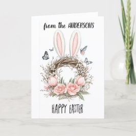 Cartão De Festividades arranjo floral com orelhas de coelho