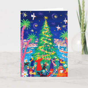Cartão De Festividades Art Card: Christmas Lights and Carol Singers