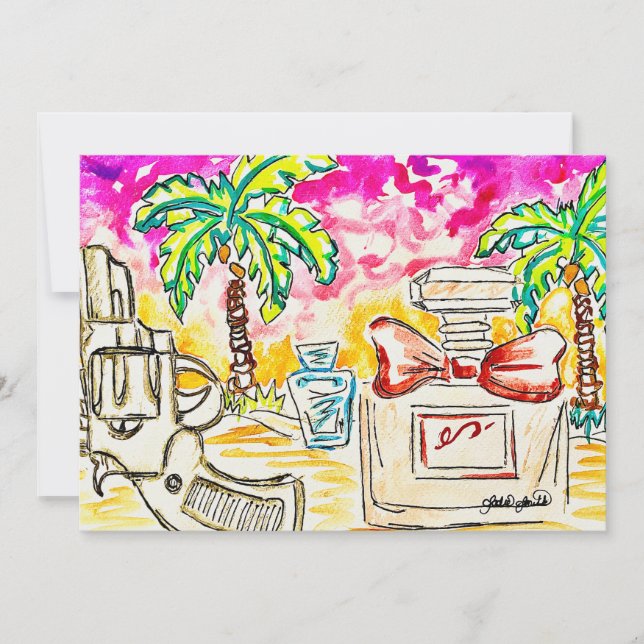 Cartão De Festividades Art de praia (Frente)