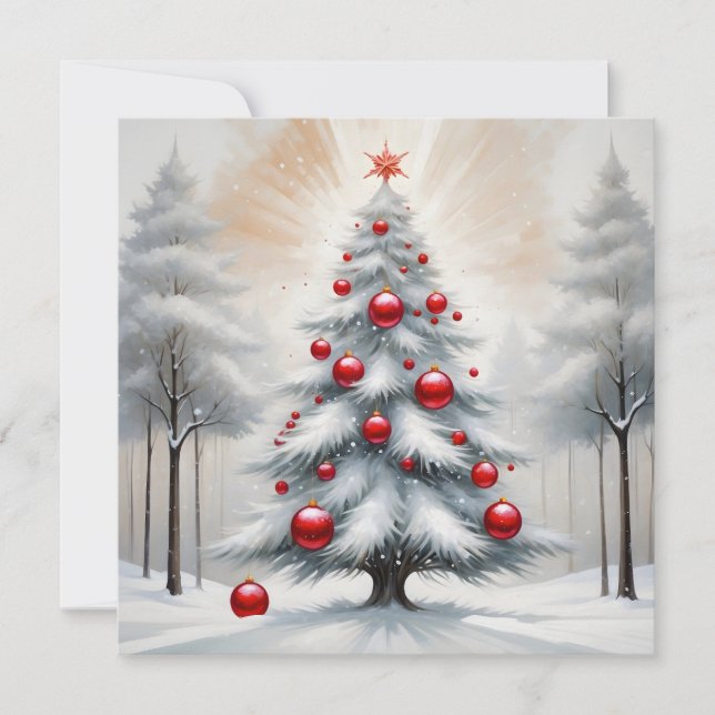 Cartão De Festividades Art Deco Christmas Red Ornaments Winter (Frente)