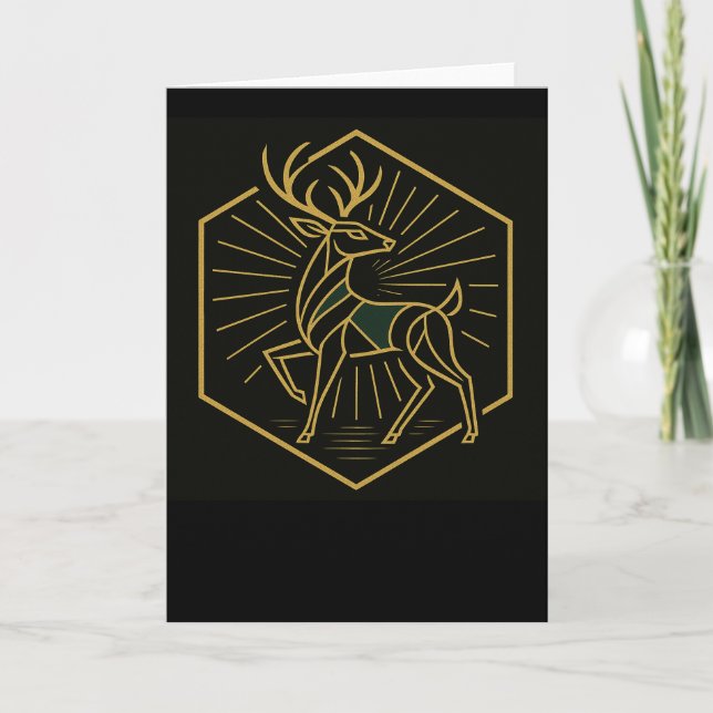 Cartão De Festividades Art Deco Christmas Reindeer Greeting Card (Frente)