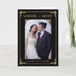 Cartão De Festividades Art Deco Married And Merry Christmas Greeting Card