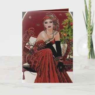 Cartão De Festividades Art Deco - natais vintages