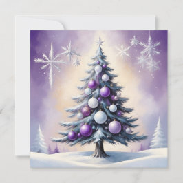 Cartão De Festividades Art Deco Natal Roxo e Silver Haze