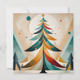 Cartão De Festividades Art Deco Ramificações geométricas de Natal com pen