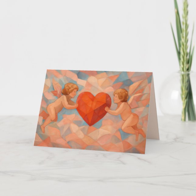 Cartão De Festividades Art Lover Expressionist Cherub Valentines Day Card (Frente)