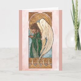 Cartão De Festividades Art Nouveau Anjo de Natal com Velas