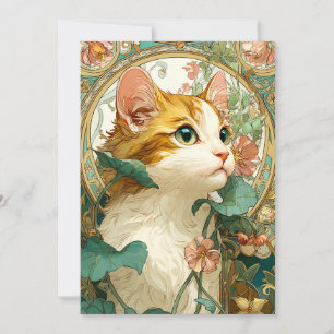Cartão De Festividades Art Nouveau Cat