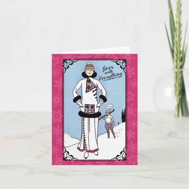 Cartão De Festividades Art nouveau chapéu feio tricotando crochê Natal (Frente)