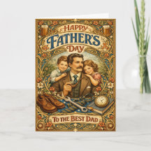 Art Nouveau Dia dos Pais Vintage Família