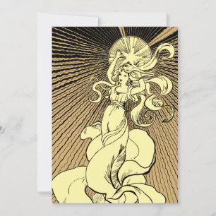 Cartão De Festividades Art Nouveau Girl With Shopping Star