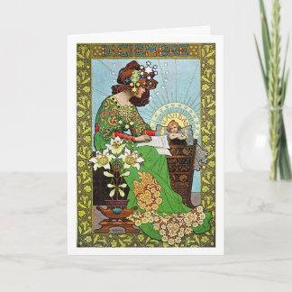 Cartão De Festividades Art Nouveau Natal