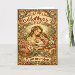 Cartão De Festividades Art Nouveau Vintage Family Mothers Day
