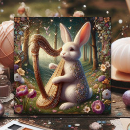 Cartão De Festividades Art Nouveau Woodland Bunny Floral Páscoa