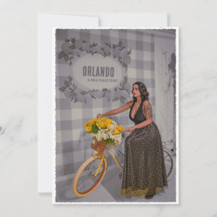 Cartão De Festividades Arte Bicicleta de Nome de Cidade Personalizável -