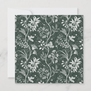 Cartão De Festividades Arte Botânico Elegante Reverie Chintz Verde Escuro