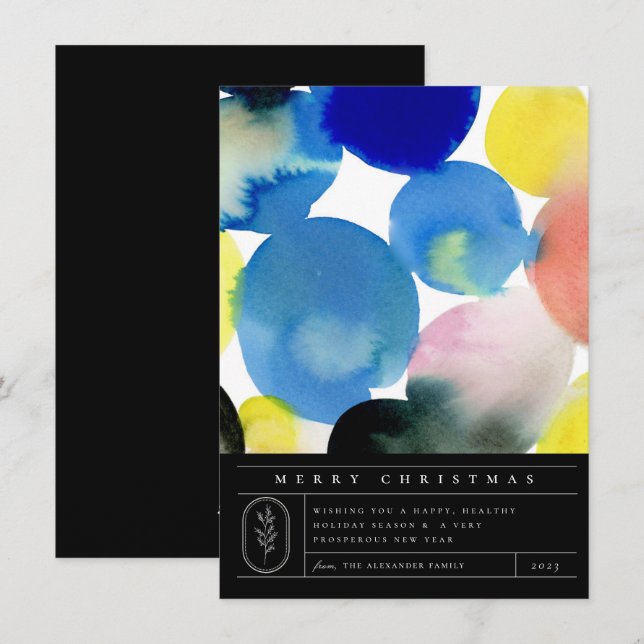 Cartão De Festividades Arte Colorida Moderna de Aquarela (Frente/Verso)