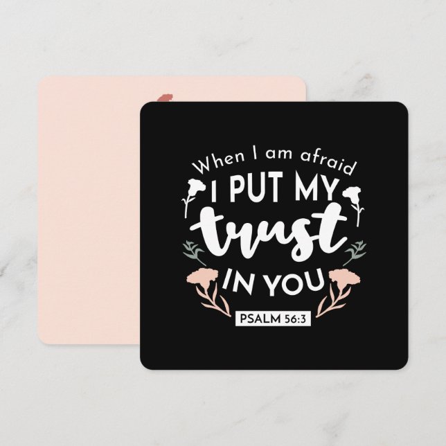 Cartão De Festividades Arte Cristã Floral Escura - Salm 56:3 (Frente/Verso)