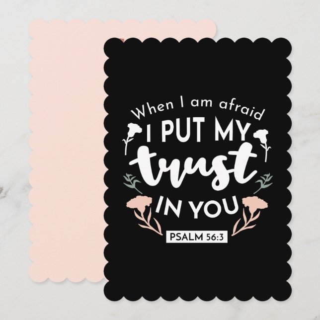 Cartão De Festividades Arte Cristã Floral Escura - Salm 56:3 (Frente/Verso)