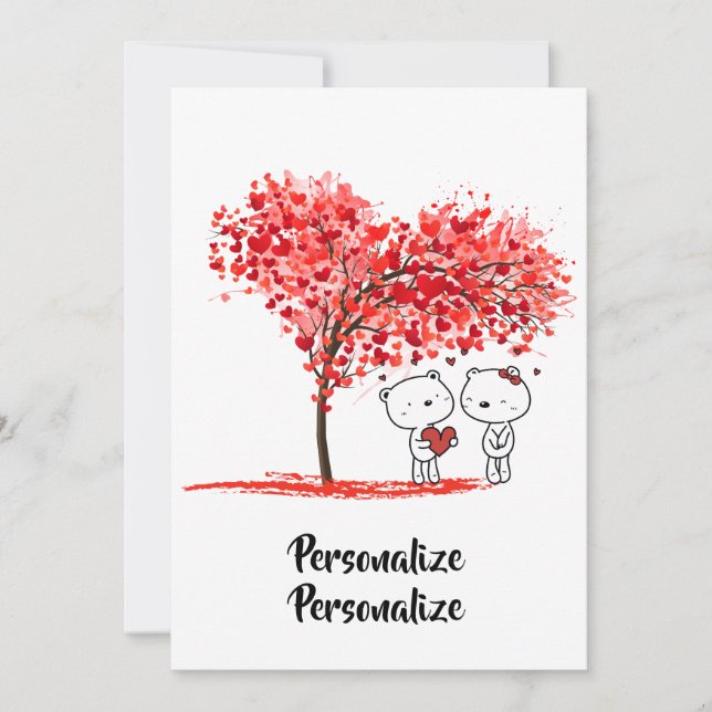 Cartão De Festividades Arte de água personalizada de São Valentim fofa (Frente)