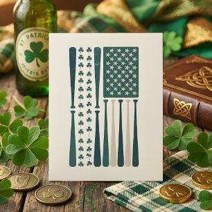 Cartão De Festividades Arte de Bandeira de Trevo Irlandês Americano Vinta