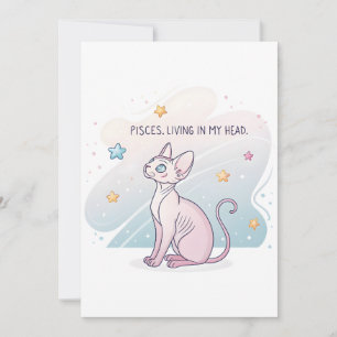 Cartão De Festividades Arte de Cabeça Viva do Gato Esfinge do Zodíaco de 
