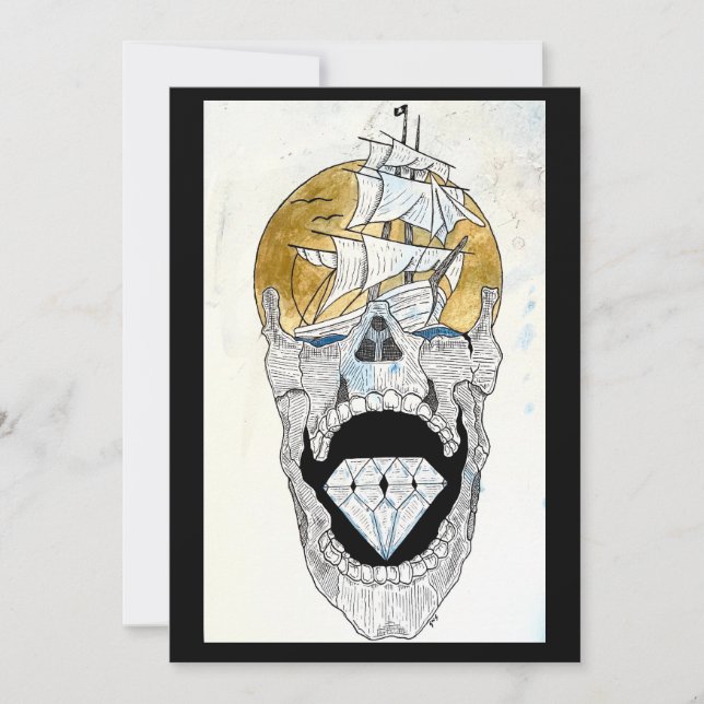Cartão De Festividades arte de crânio legal (Frente)