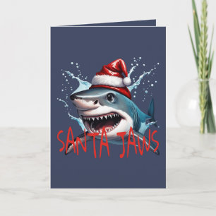 Cartão De Festividades Arte de desenho animado do Natal do tubarão da cit