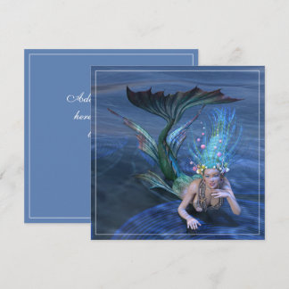 Cartão De Festividades Arte de Fantasia de Sereia com Texto Personalizado