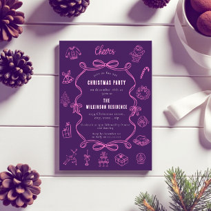 Cartão De Festividades Arte de Feriado Roxo Rosa Festivo Rabiscado