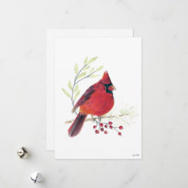 Cartão De Festividades Arte de Frutas do Cardinal de Férias